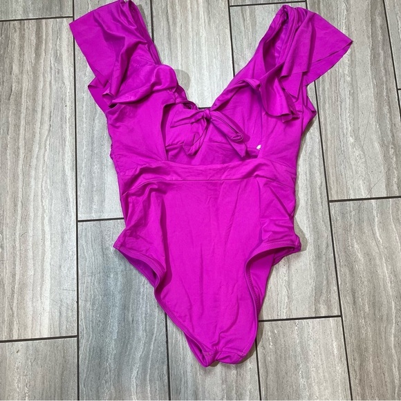 Trina Turk Monaco Ruffle One-Piece Swimsuit Hot Pink 10 - Picture 5 of 6